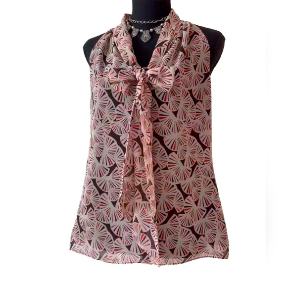 BANANA REPUBLIC ~ Women lightweight lined top with bow tie neckline size S - Picture 1 of 8